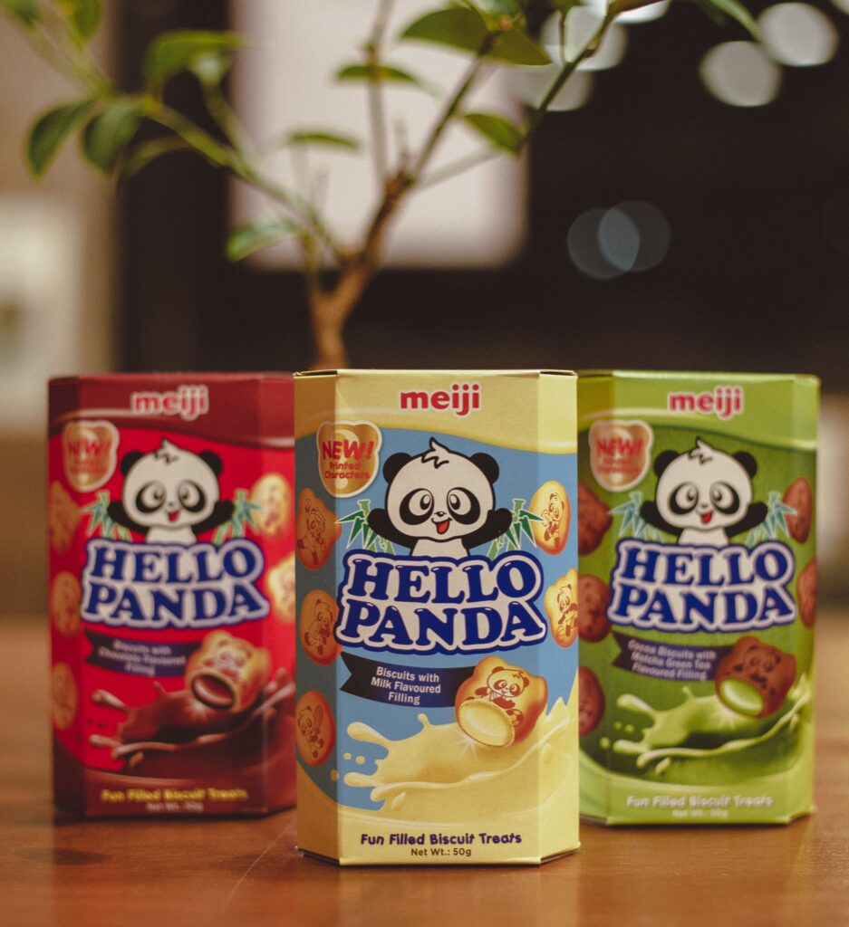 3 hello panda cartons in different flavours